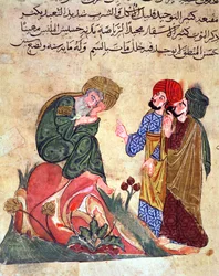 Sokrates (470-399 v. Chr.) und seine Schüler, Illustration aus 